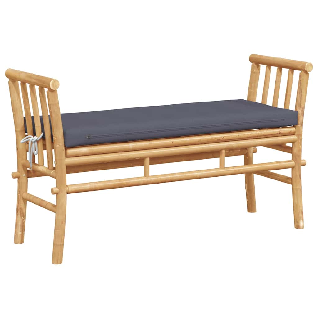 Garden Bench with Cushion Brown 110 x 38 x 65cm Bamboo